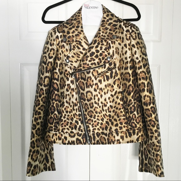 RED Valentino Leopard Jacquard Moto Jacket NWT - Picture 2 of 7